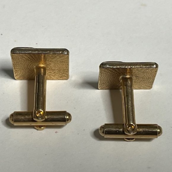 VTG Gold Tone Square Shaped Ribbon Style Cuff Links Retro Gift - Picture 6 of 9